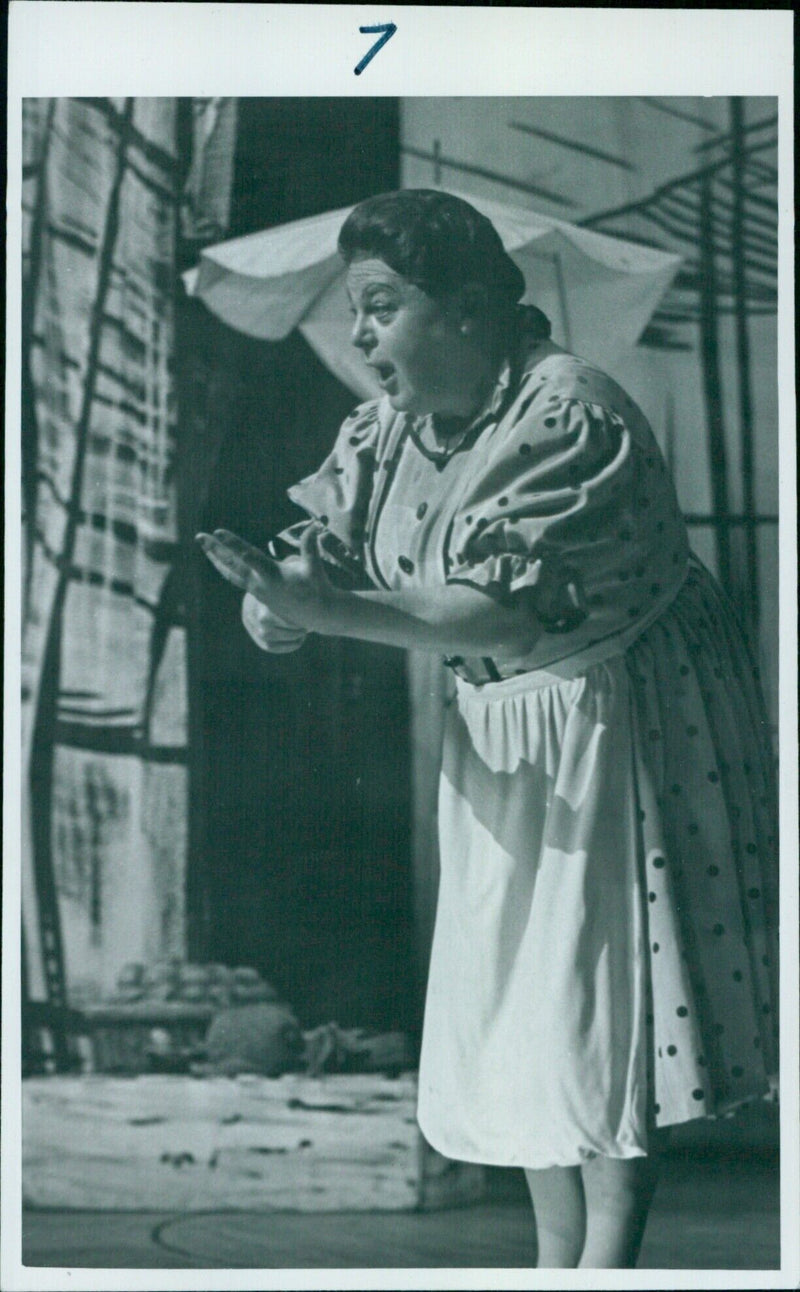 Lany Lopes Laneat performs a pantomime during a production of "7 Ox. Drama" in Oxford, England. - Vintage Photograph