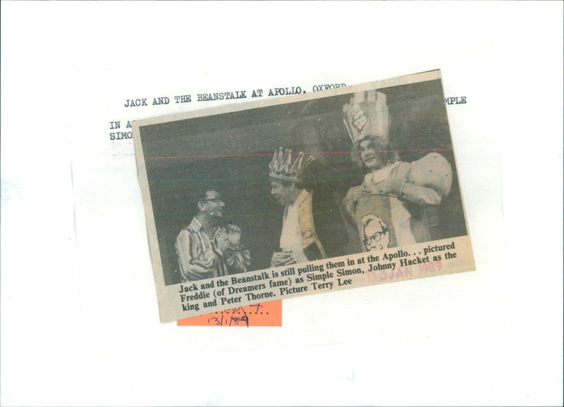 Cast of Jack and the Beanstalk perform at the Apollo in Oxford. - Vintage Photograph