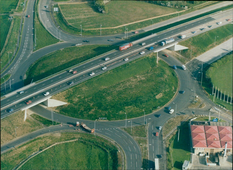 Aerial view of Oxford Mail flyover in Oxford, England. - Vintage Photograph