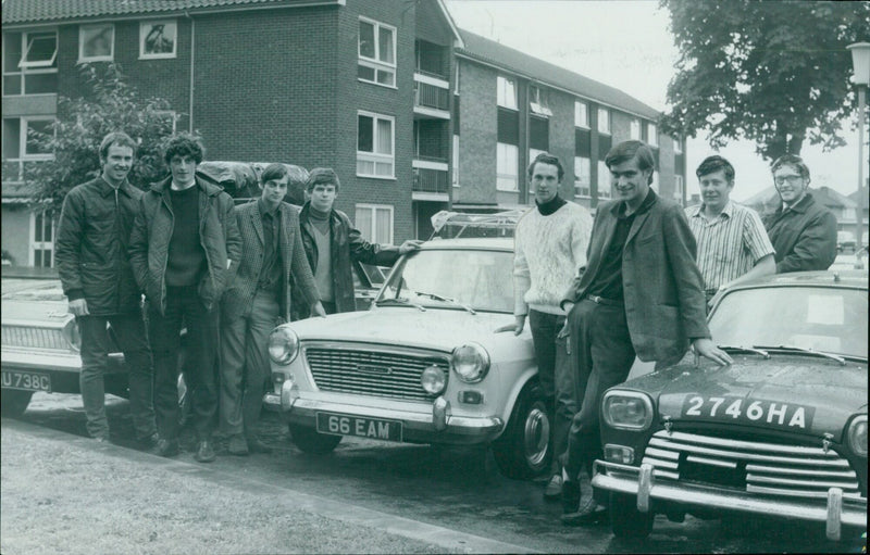 A group of people gathered at a rally in Oxford, England. - Vintage Photograph