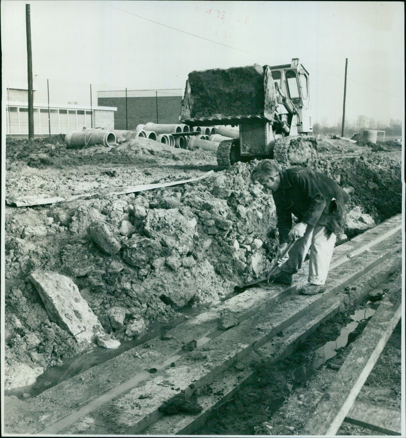 Construction workers making progress on the Marston Ferry Road. - Vintage Photograph