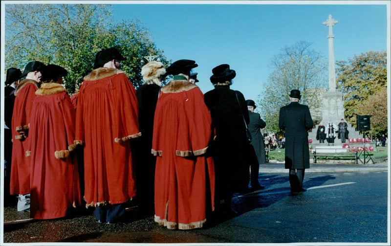 People gather in St Giles on Remembrance Sunday to honor those who lost their lives in service to their country. - Vintage Photograph