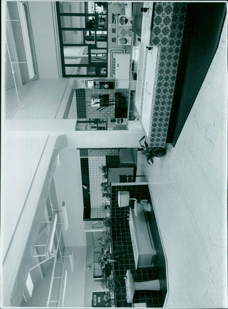 Fire exit sign in a showroom - Vintage Photograph