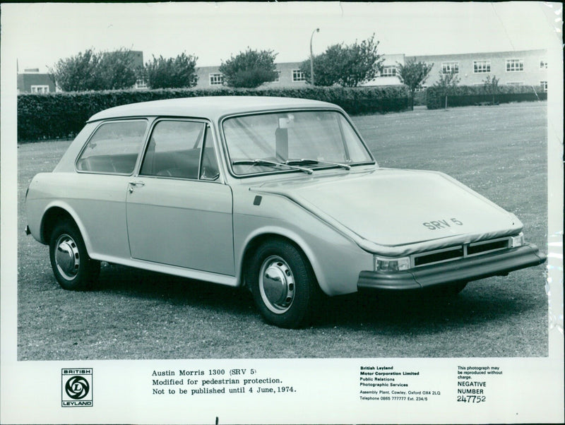 An Austin Morris 1300 modified for pedestrian protection. - Vintage Photograph