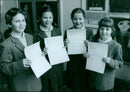 Four Greycotes pupils celebrate their success in a national poetry competition. - Vintage Photograph