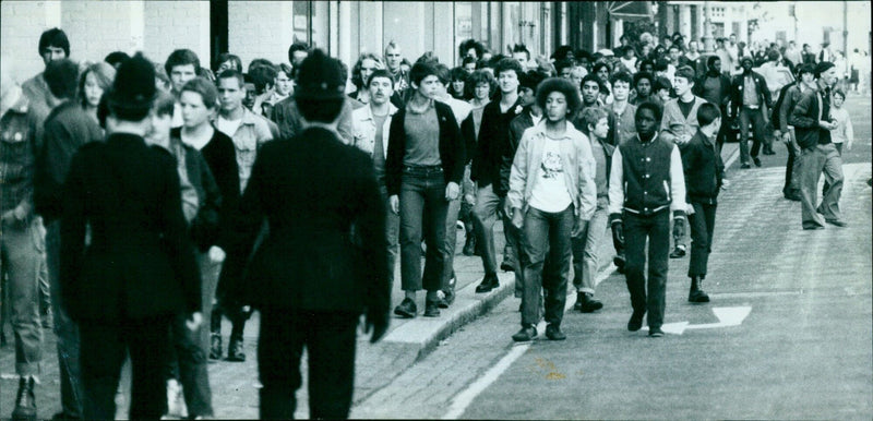 Hundreds of people in a crowd at a public event. - Vintage Photograph