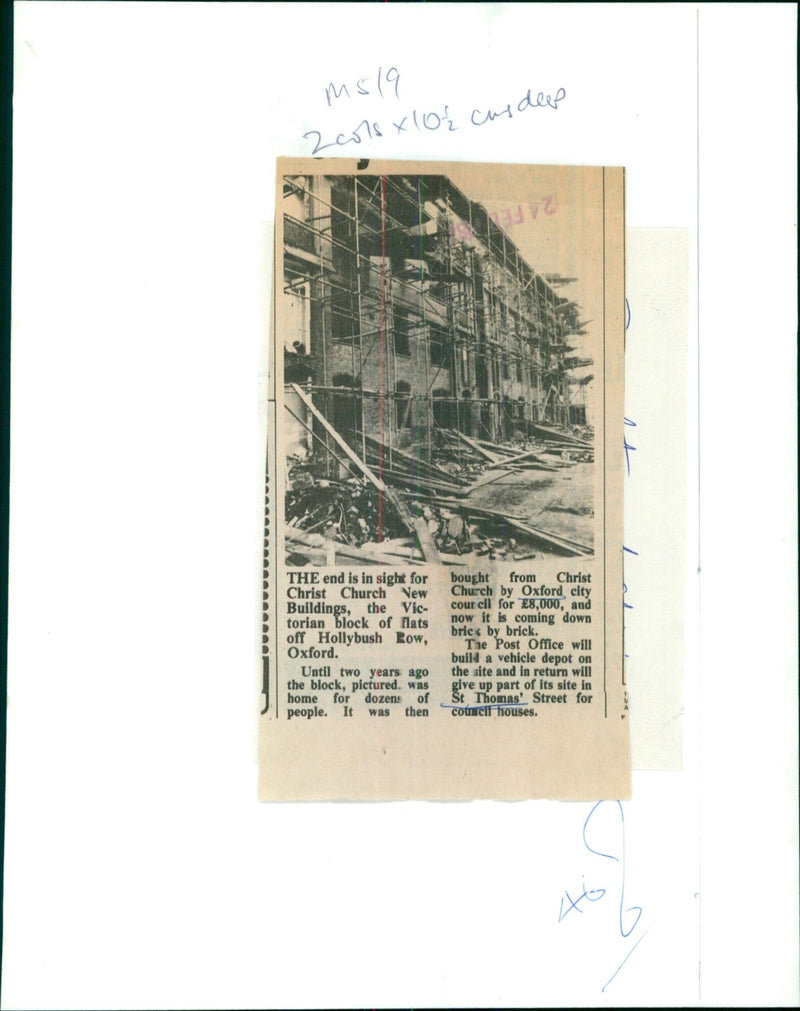 The demolition of Christ Church New Buildings in Oxford is nearing completion. - Vintage Photograph