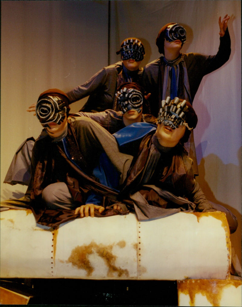 Five actors from Pegasus Theatre perform a scene from The Tempest. - Vintage Photograph