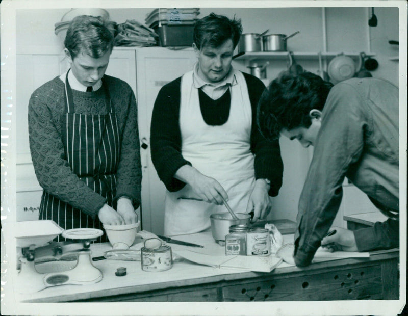 Students attending an evening class in a school in 1970. - Vintage Photograph