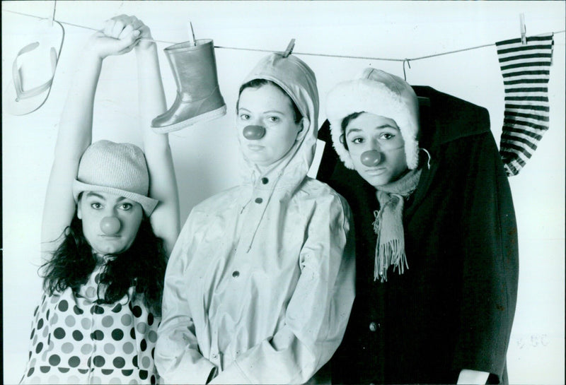 Greta Stoddant, Allison Cologna, and Catrine Marmier in a scene from the Oxford Mail Theatre's production of "Brouhaha". - Vintage Photograph