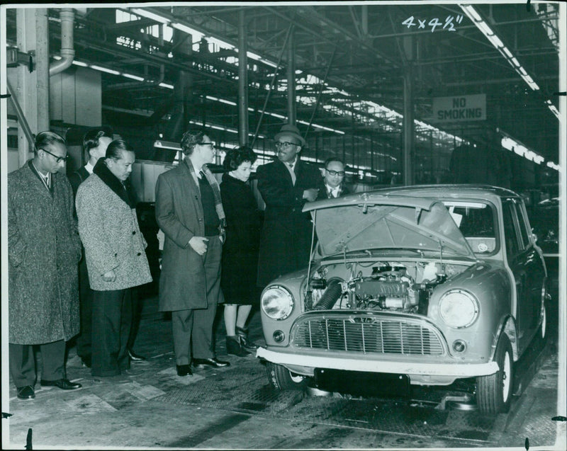 Participants of a 4x4½ car race gather on the starting line. - Vintage Photograph