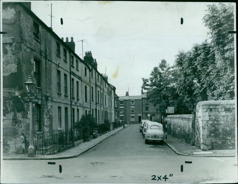 View of Princes Street to a car park in an out of town area - Vintage Photograph