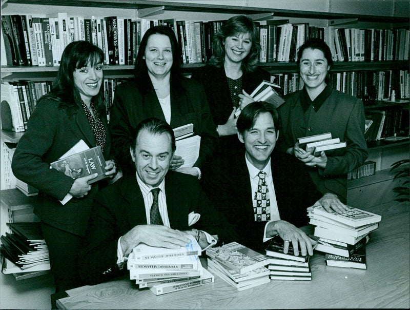 Business leaders from Blackwell Publishing celebrate their awards at the Oxford Mail Awards in Oxford, England on May 12, 1995. - Vintage Photograph