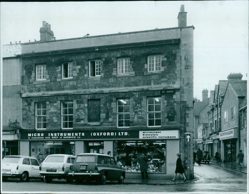 A large selection of scientific instruments on display at a cafe in Norwich, UK. - Vintage Photograph