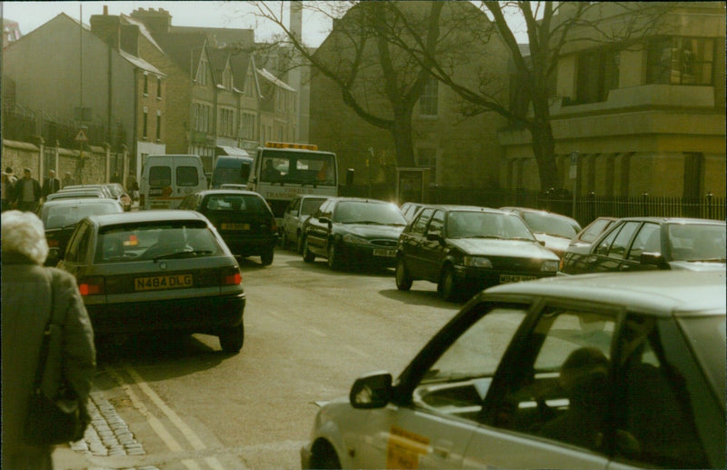 Police presence outside an Army/Navy recruiting office in St. Giles following a security alert. - Vintage Photograph