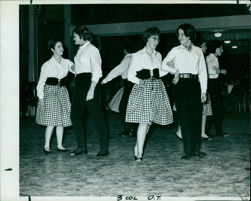 Students from St. Mary's College, Eynsham, dance at a folk festival. - Vintage Photograph