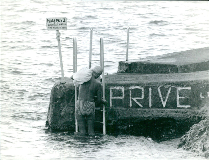 Private beach allowed from 3:30 PM only, thank you. - Vintage Photograph