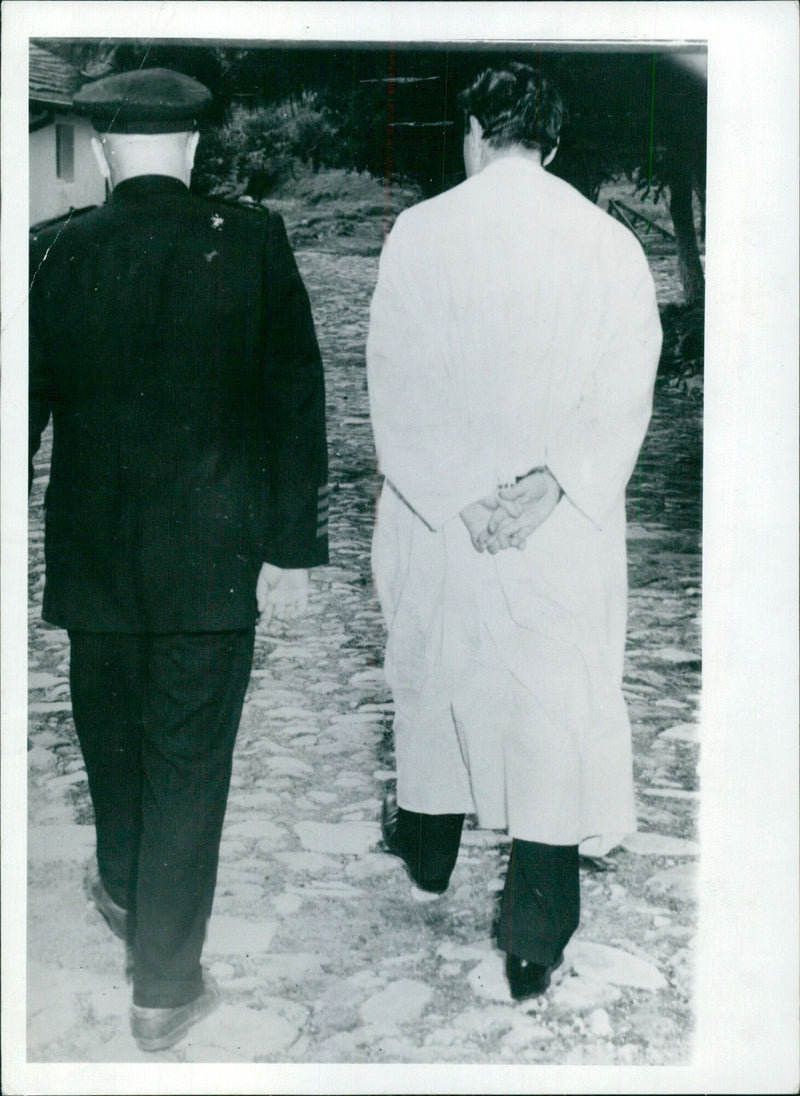 Adnan Menderes walking to the gallows on Imrali prison island - Vintage Photograph