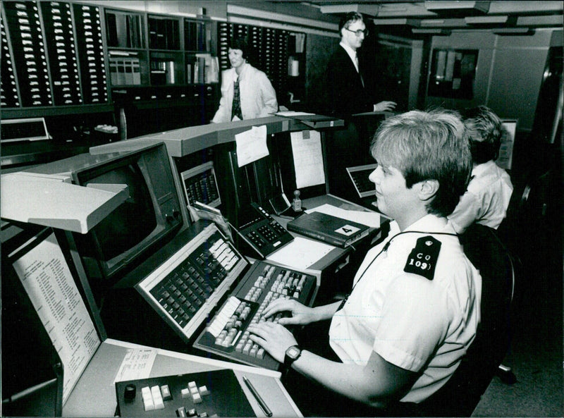 Officers at Scotland Yard's central command complex - Vintage Photograph