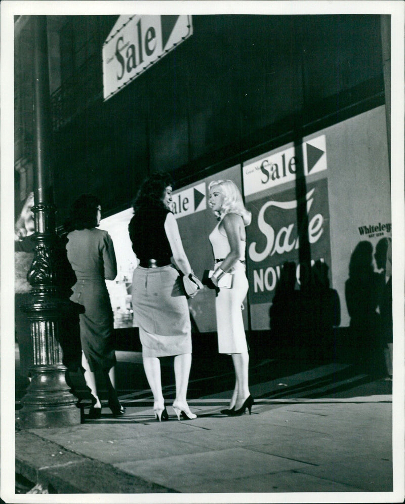 Diana and Jackie Collins chatting before their nightly walks - Vintage Photograph