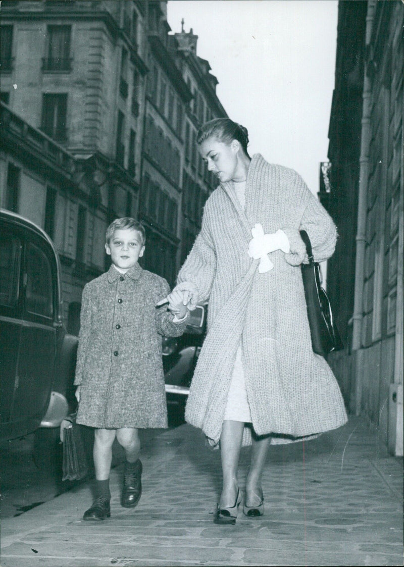 Jeanne Moreau with her son 1960- Vintage Photograph