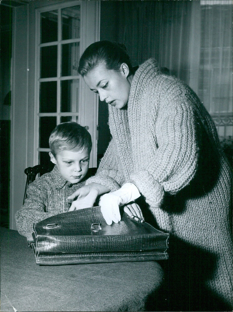 Jeanne Moreau and her son 1960- Vintage Photograph