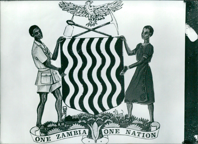 National Coat of Arms of Zambia - Vintage Photograph