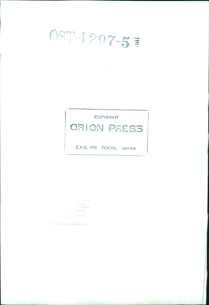 OST-1297-53 ORION PRESS COPYRIGHT C.P.O. 970 TOKYO. JAPAN AL MAGAZ ILE (IMS) 7UUN 1099 1000 T. 21 STOCKHOLLY - Vintage Photograph