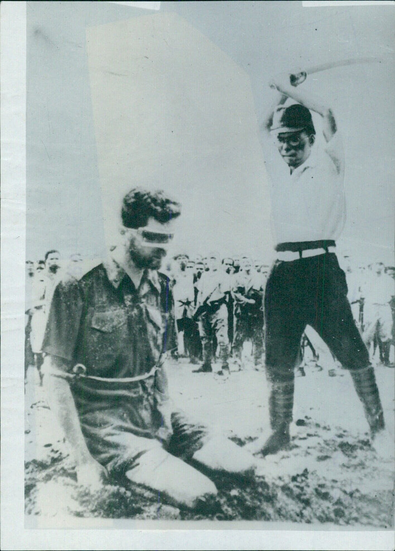 Japanese Officer About to Behead Allied Flier - Vintage Photograph