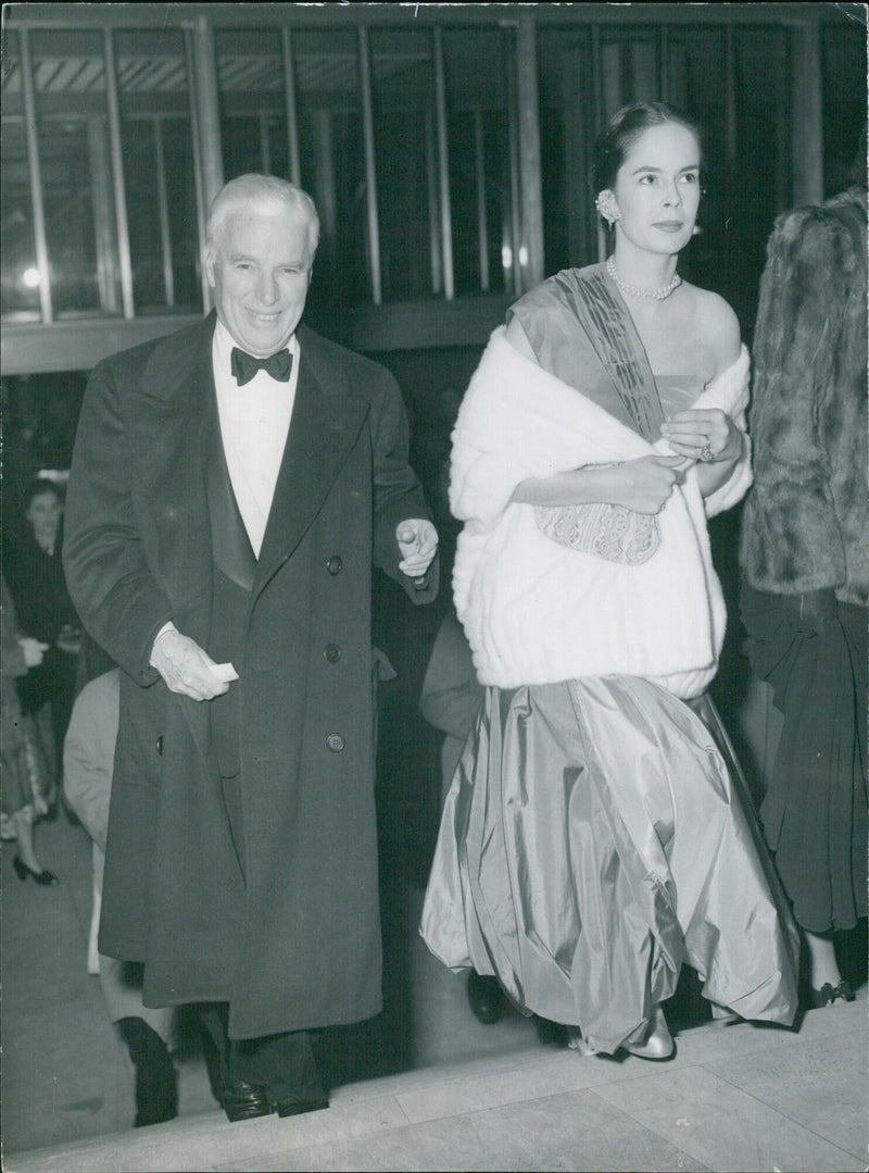 Charlie Chaplin and his wife attending Toscanini concert - Vintage Photograph