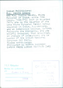 Mrs. Indira Gandhi, Prime Minister of India - Vintage Photograph