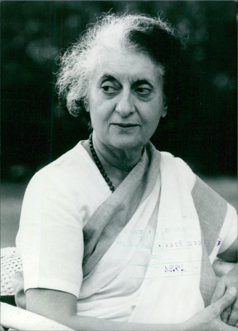 Mrs. Indira Gandhi, Prime Minister of India - Vintage Photograph