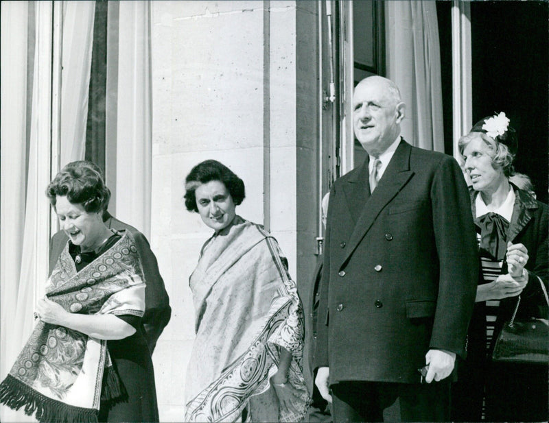 Indira Gandhi and Charles de Gaulle in Paris - Vintage Photograph