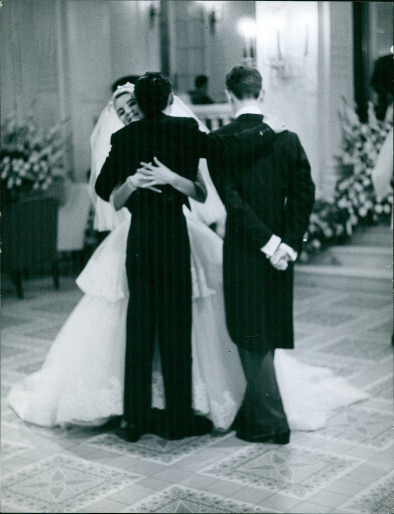 Reception after the wedding blessing - Vintage Photograph