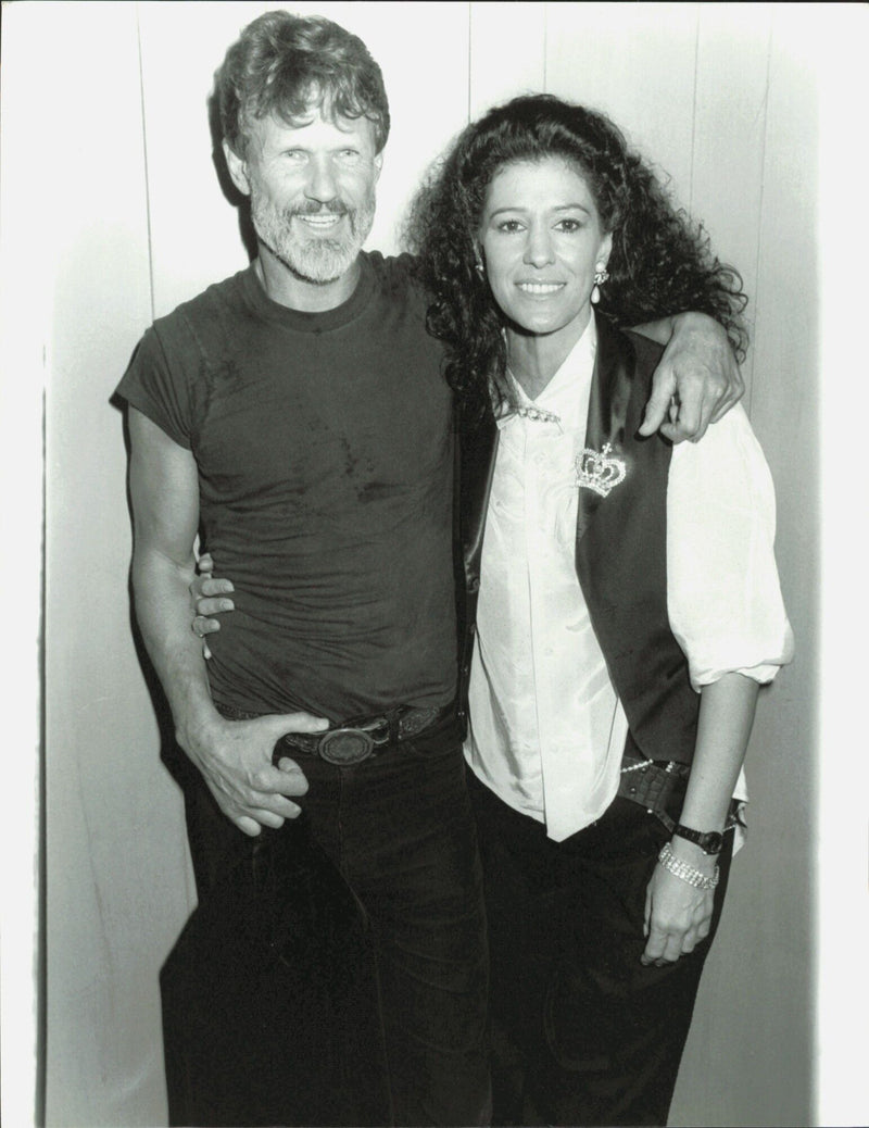 Chris Kristofferson and ex-wife singer Rita Coolidge at the "Welcome Back Home" for Vietnam vets TV taping - Vintage Photograph