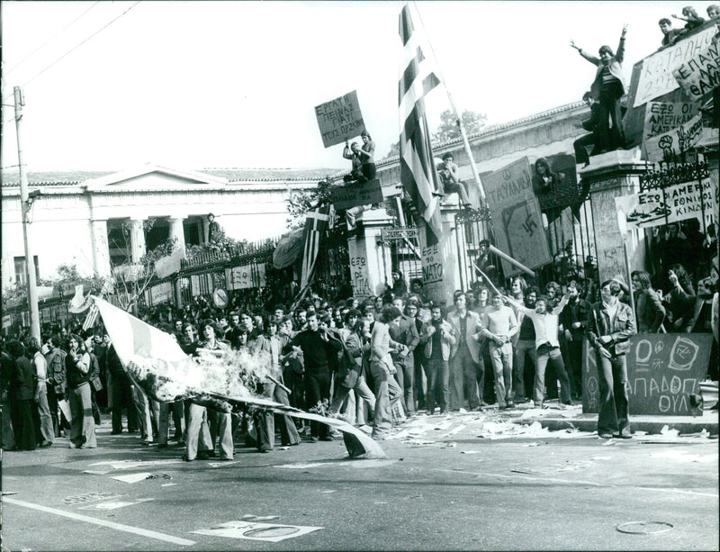 Hungry Worker Amidst Protests - Vintage Photograph