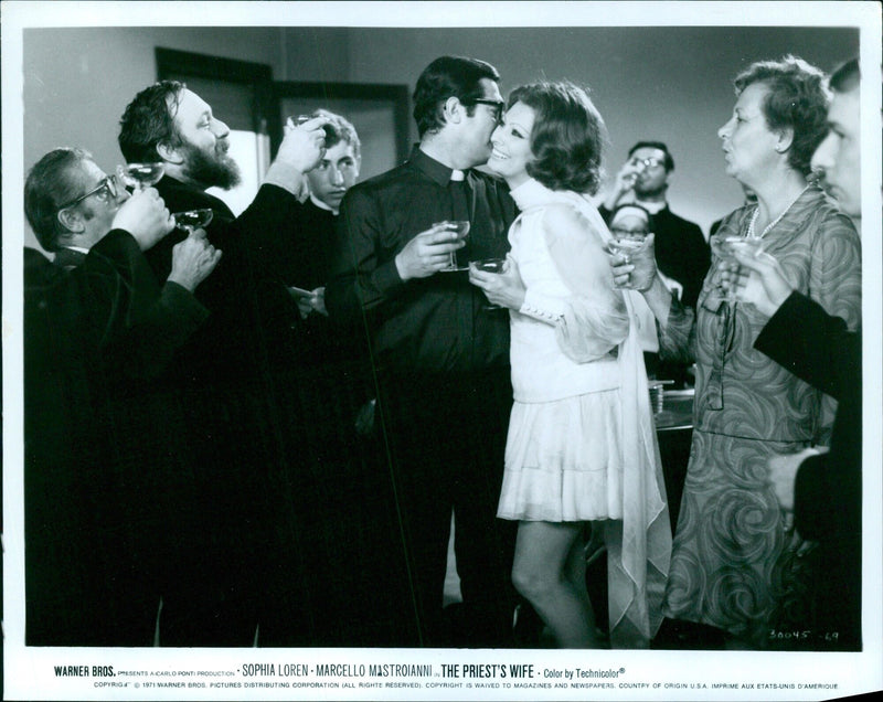 Sophia Loren and Marcello Mastroianni in "The Priest's Wife" - Vintage Photograph