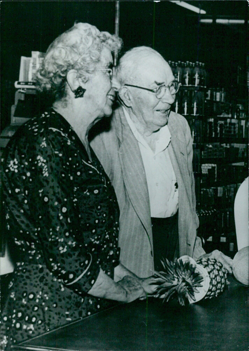 Nixon's Parents at the Grocery Store - Vintage Photograph