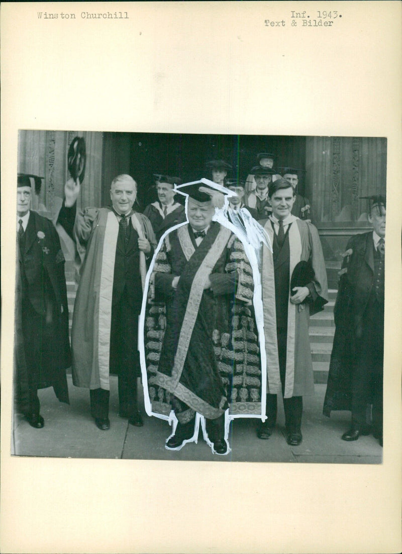 Winston Churchill, Menzies and Winant as honorary doctors - Vintage Photograph