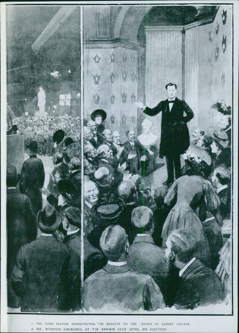 The Lord Mayor announcing the results to the crowd in Albert Square. - Vintage Photograph