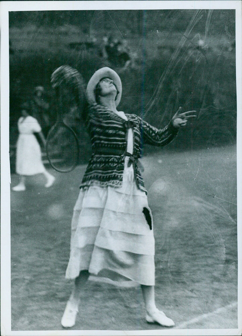 Mrs. Winston Churchill playing tennis in Nice, France - Vintage Photograph