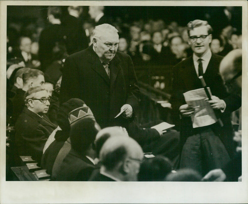 Dr. Ludgig Erhard and Mr. George Frown at Churchill's Funeral - Vintage Photograph