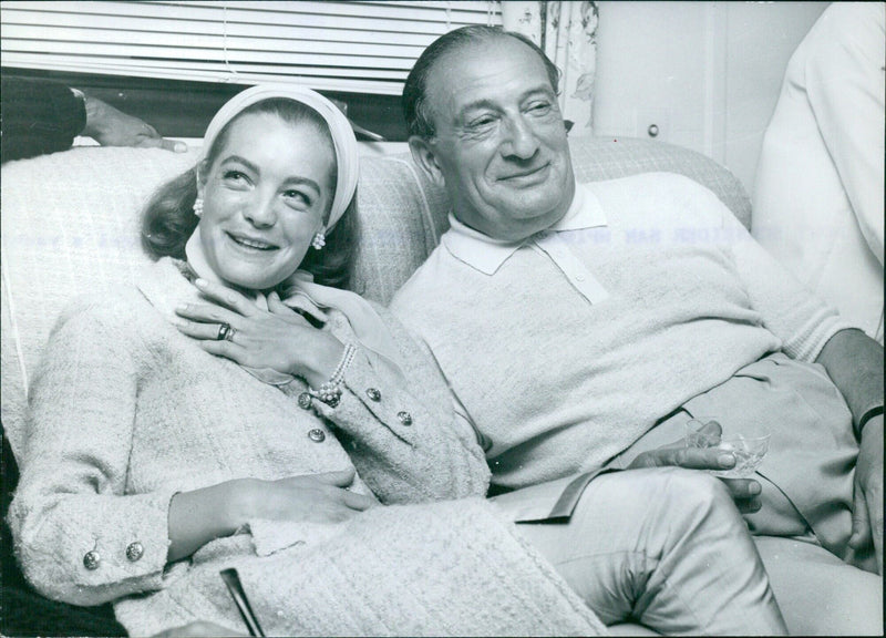 Romy Schneider and H.G. Clouzot at a party on Sam Spiegel's yacht - Vintage Photograph