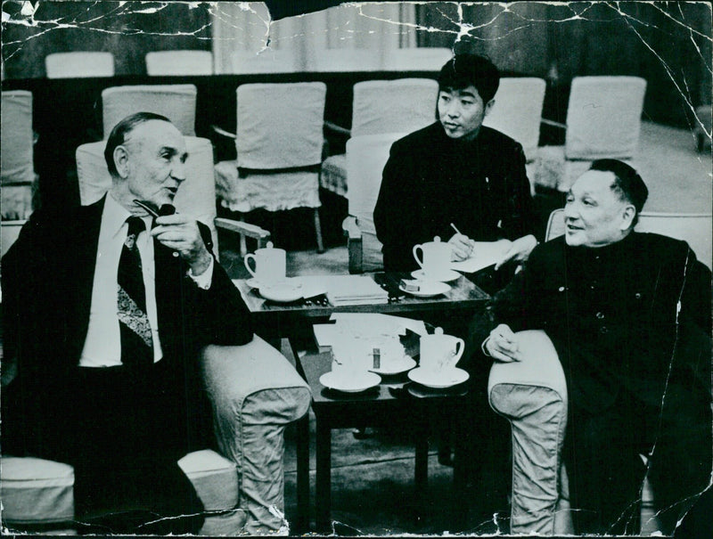 Mike Mansfield & Teng Hsiao Ping in Conversation - Vintage Photograph