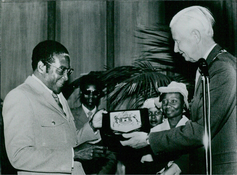 3 Zimbabwean Politicians: Robert Mugabe in Untali Ops - Vintage Photograph