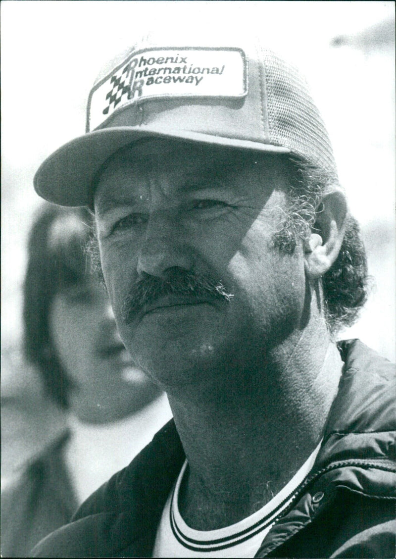 Gene Hackman competes in a celebrity race at Long Beach California - Vintage Photograph