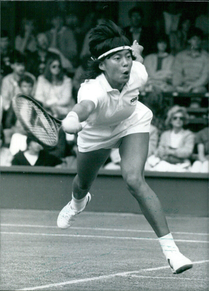 Chinese Tennis Player Hu Na at Wimbledon '85 - Vintage Photograph