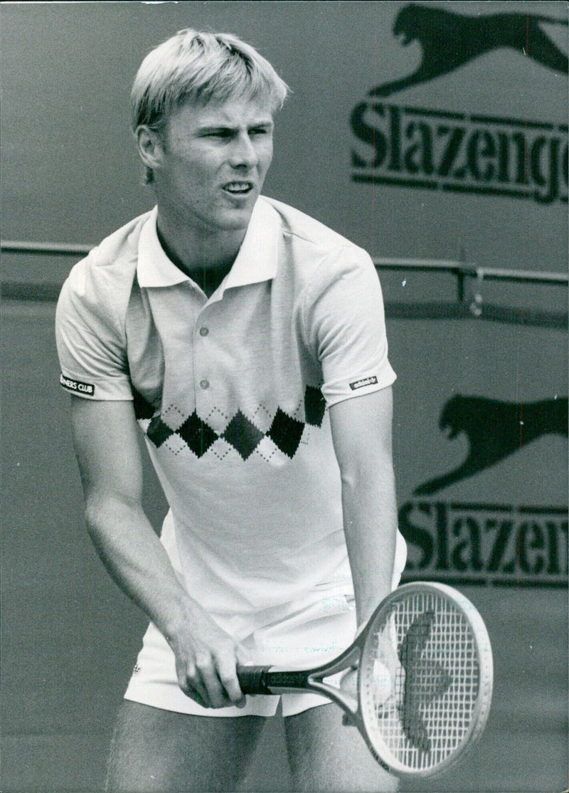 Swiss Tennis Player Jakob Hlasek Getting Ready to Serve - Vintage Photograph