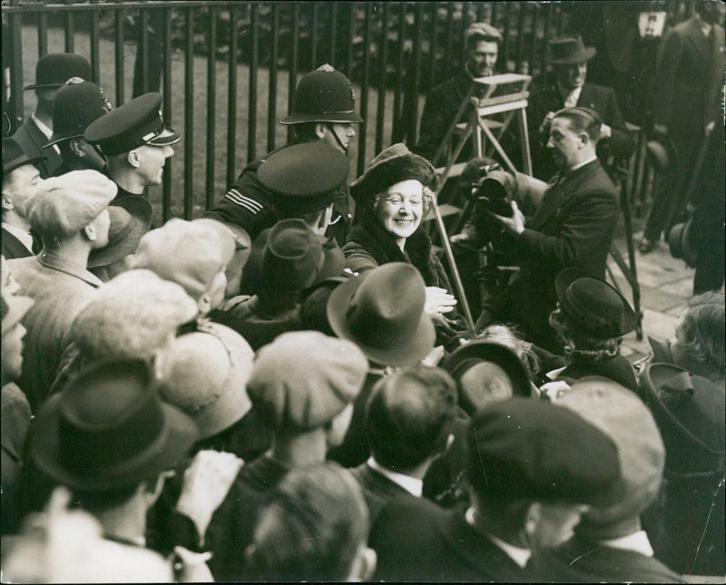 Large crowds assembled in Downing Street, London - Vintage Photograph