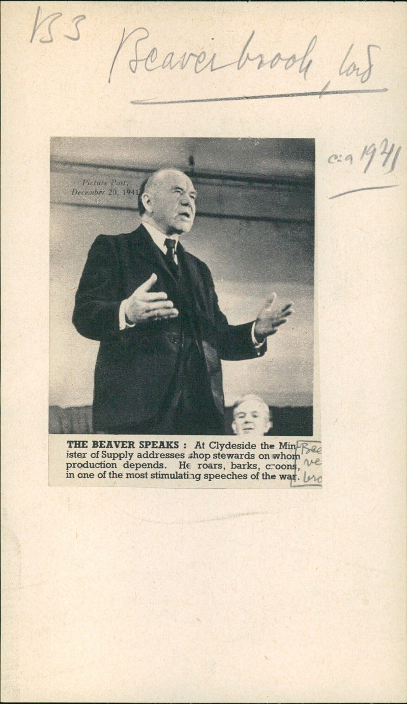 Minister of Supply addresses shop stewards at Clydeside - Vintage Photograph